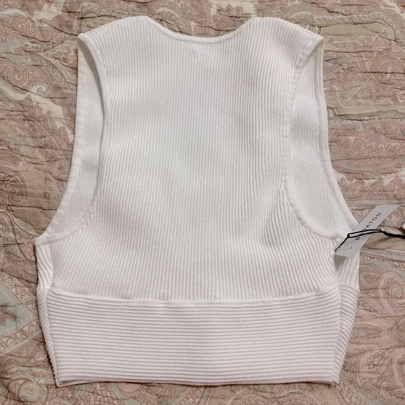 NWT Babaton Aritzia White Deep V Crop Tank Top Quite Luxury Minimalist Cropped - Picture 6 of 6